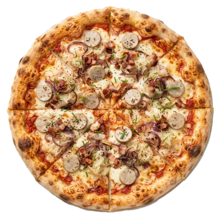 Pizza Bavarese mit Kasseler und Zwiebeln