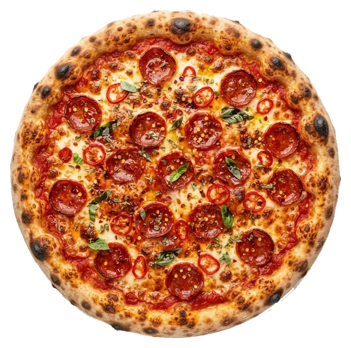 Pizza Diavola mit scharfer Salami
