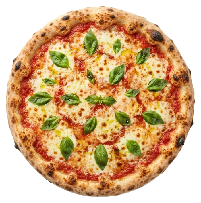 Pizza Margherita mit Basilikum